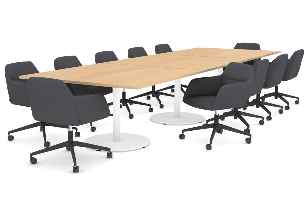 Sapphire Disc Base Boardroom Rectangle Table [3600L x 1200W]-white base maple 
