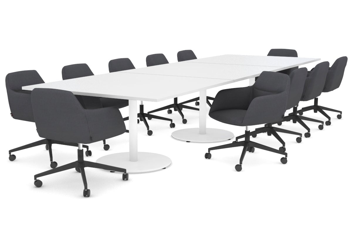 Sapphire Rectangle Boardroom Table - Disc Base [3600L x 1200W] Jasonl white base white 