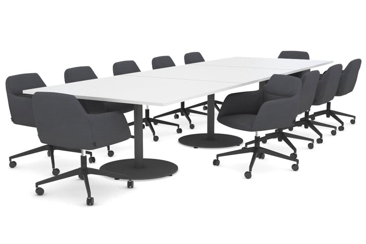 Sapphire Rectangle Boardroom Table - Disc Base [3600L x 1200W] Jasonl black base white 