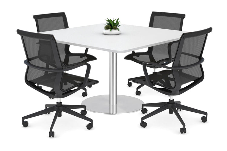 Sapphire Rectangle Boardroom Table - Disc Base with Rounded Corners [1100L x 1100W] Jasonl stainless steel base white 