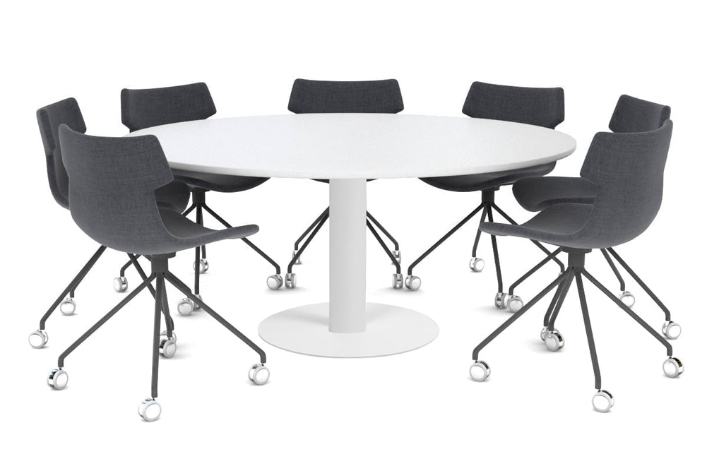 Sapphire Disc Base XL Round Conference Table [1500mm]-720mm white base white 