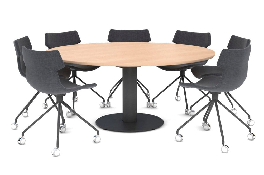 Sapphire Disc Base XL Round Conference Table [1500mm]-720mm black base maple 