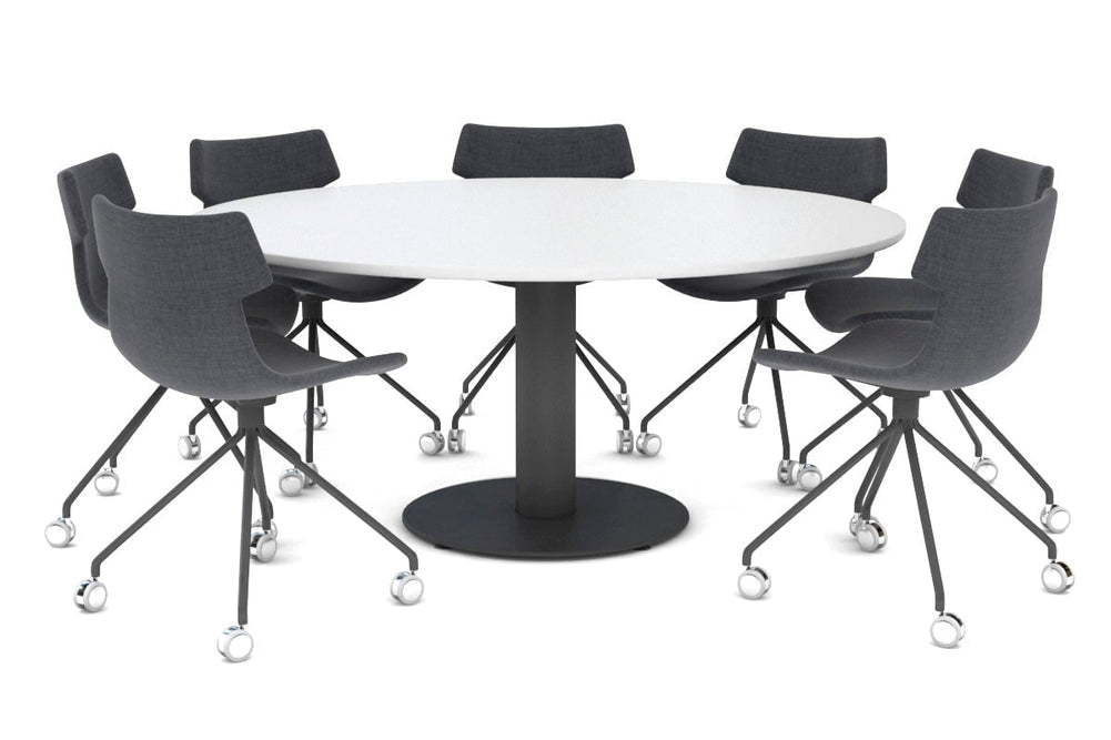 Sapphire Disc Base XL Round Conference Table [1500mm]-720mm black base white 