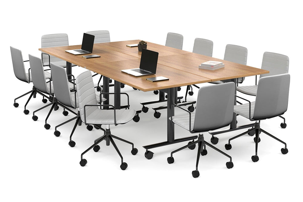 Solana Multi 4 Person Flip Top Tables [2800L x 1400W]-black leg salvage oak none