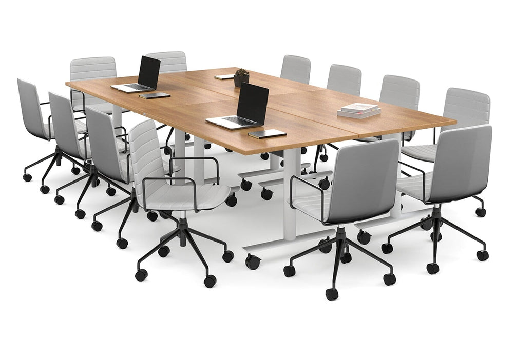 Solana Multi 4 Person Flip Top Tables [2800L x 1400W]-white leg salvage oak none