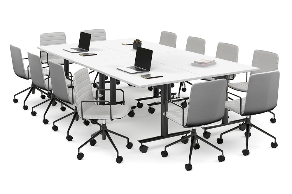 Solana Multi 4 Person Flip Top Tables [2800L x 1400W]-black leg white none