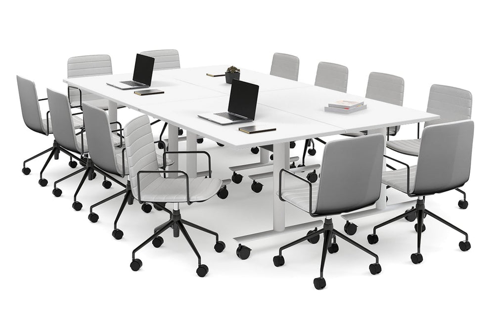 Solana Multi 4 Person Flip Top Tables [2800L x 1400W]-white leg white none