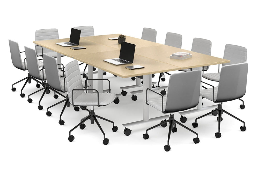 Solana Multi 4 Person Flip Top Tables [2800L x 1600W]-white leg maple none