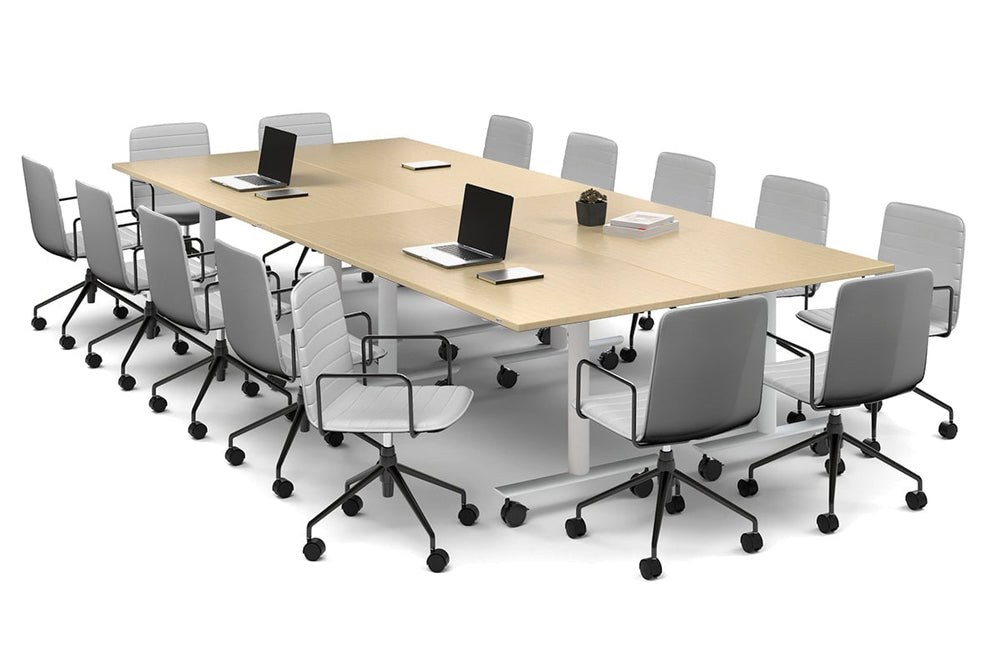 Solana Multi 4 Person Flip Top Tables [3600L x 1400W]-white leg maple none