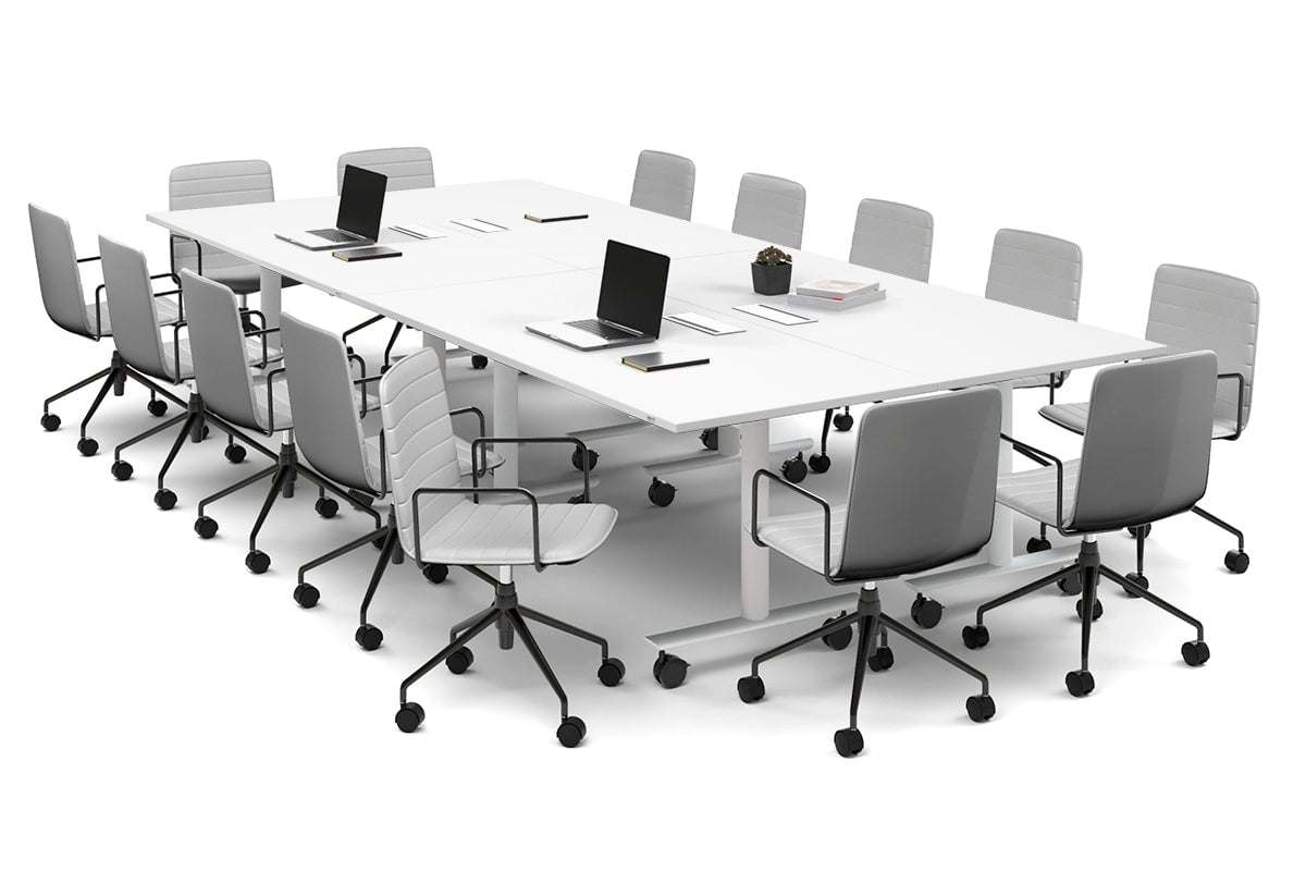 Solana Multi 4 Person Flip Top Tables [3600L x 1600W]-white leg white in-desk 4 power 6 data