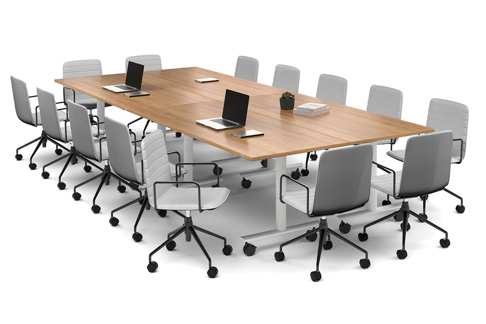 Solana Multi 4 Person Flip Top Tables [3600L x 1600W]-white leg salvage oak none