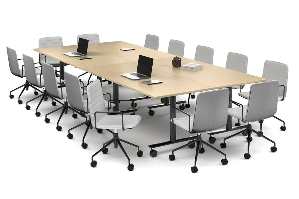 Solana Multi 4 Person Flip Top Tables [3600L x 1600W]-black leg maple none