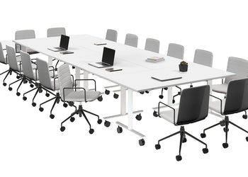 Solana Multi 6 Person Flip Top Tables [4200L x 1400W] Jasonl white leg white none