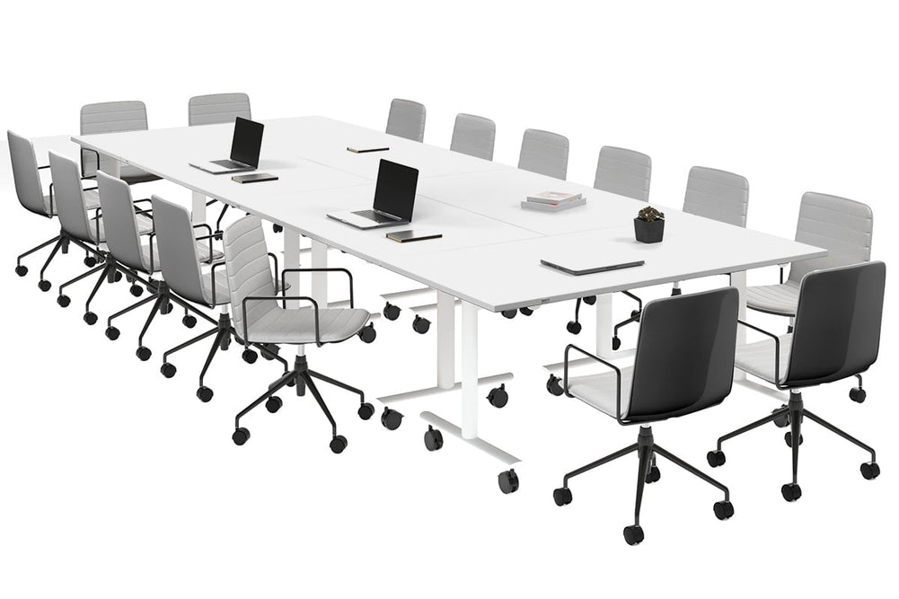 Solana Multi 6 Person Flip Top Tables [4200L x 1400W]-white leg white none