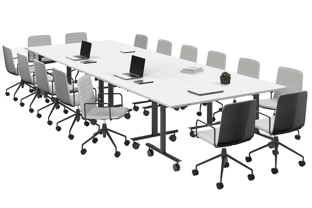 Solana Multi 6 Person Flip Top Tables [4200L x 1400W]-black leg white none