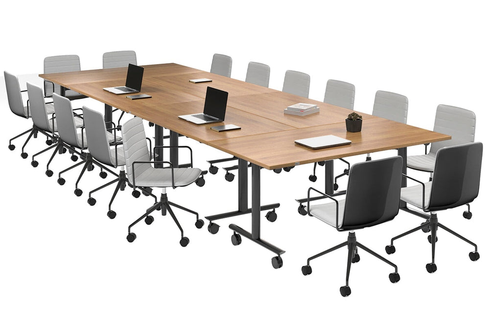 Solana Multi 6 Person Flip Top Tables [4200L x 1400W]-black leg salvage oak none