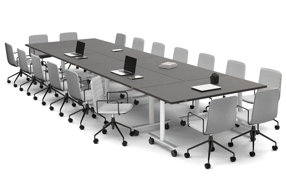 Solana Multi 6 Person Flip Top Tables [4800L x 1600W]-white leg dark oak none