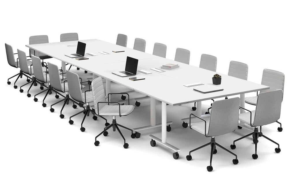 Solana Multi 6 Person Flip Top Tables [4800L x 1600W]-white leg white in-desk 4 power 6 data
