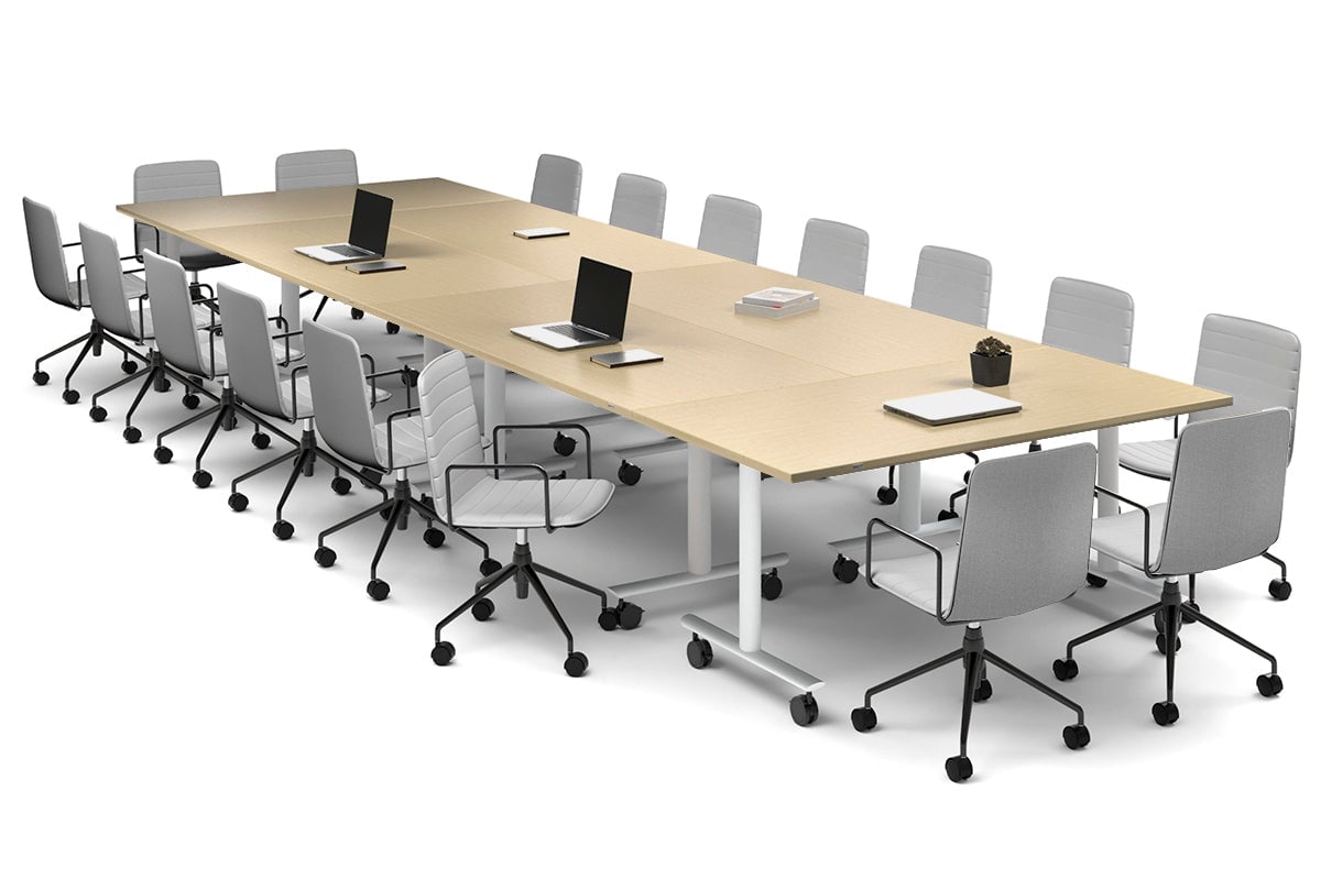 Solana Multi 6 Person Flip Top Tables [4800L x 1600W] Jasonl white leg maple none