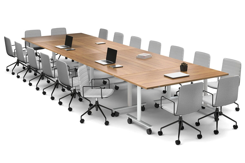 Solana Multi 6 Person Flip Top Tables [4800L x 1600W]-white leg salvage oak none