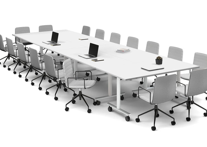 Solana Multi 6 Person Flip Top Tables [4800L x 1600W] Jasonl white leg white none