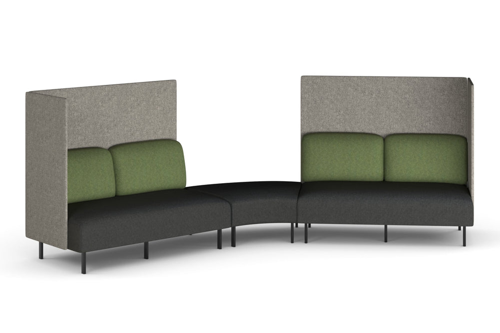 Sona Modular Privacy Sofa 5 Seater Angle Lounge - High Back with Sides-moss green  