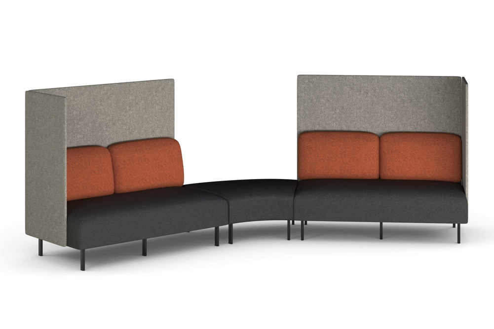 Sona Modular Privacy Sofa 5 Seater Angle Lounge - High Back with Sides-clay red  