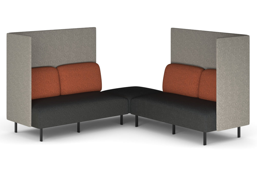 Sona Modular Privacy Sofa 5 Seater Corner Lounge - High Back with Sides-clay red  