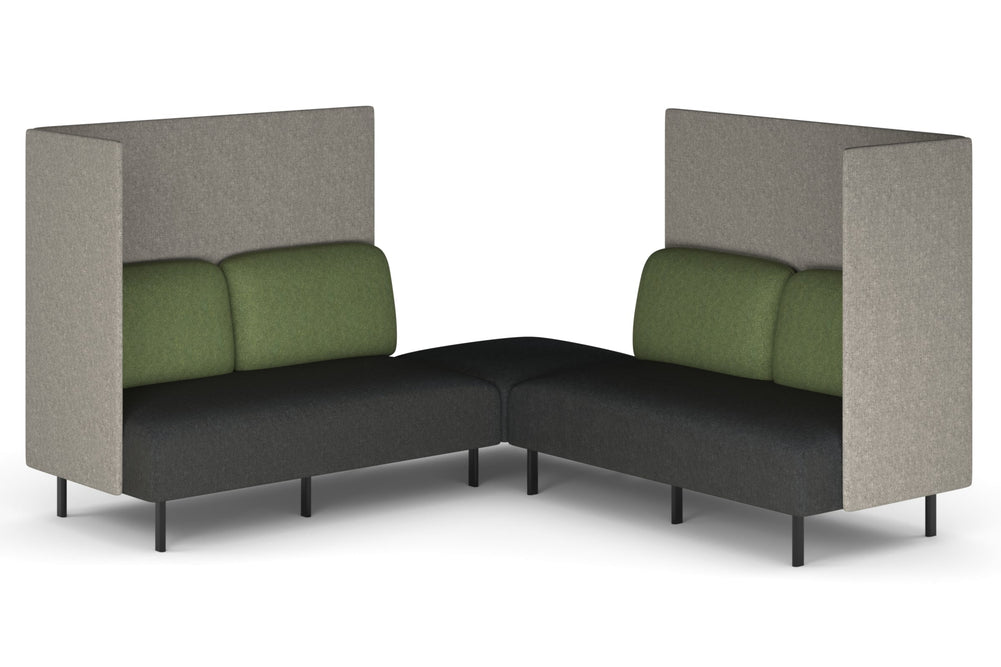 Sona Modular Privacy Sofa 5 Seater Corner Lounge - High Back with Sides-moss green  