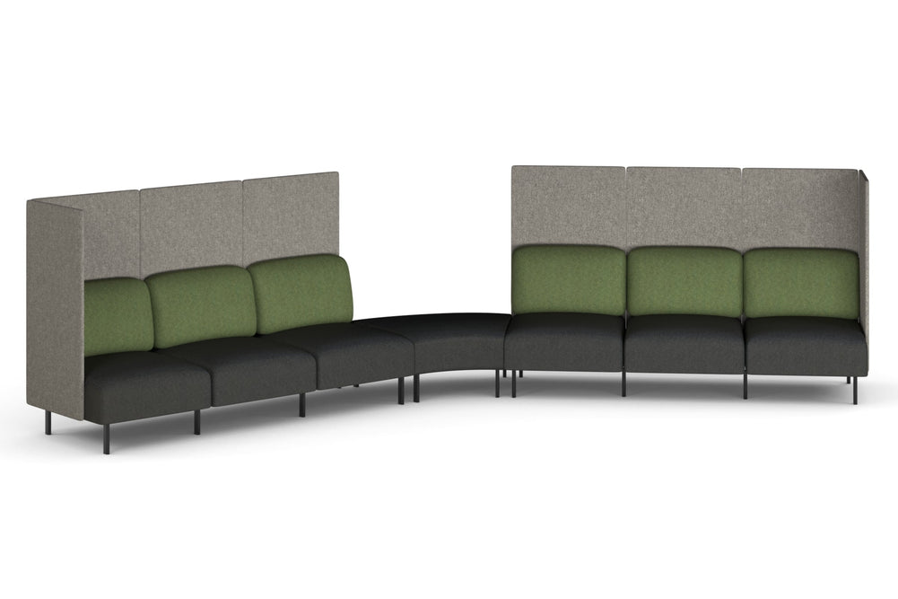 Sona Modular Privacy Sofa 7 Seater Angle Lounge - High Back with Sides-moss green  