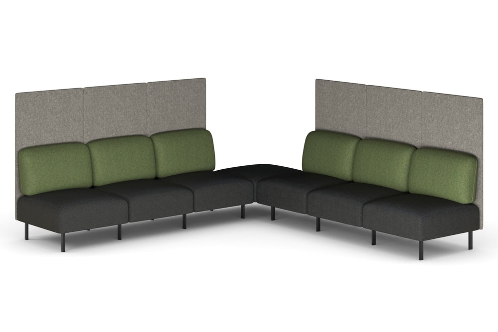 Sona Modular Privacy Sofa 7 Seater Corner Lounge - High Back-moss green  
