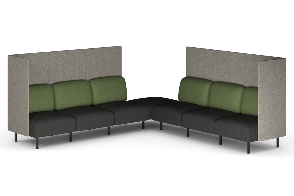 Sona Modular Privacy Sofa 7 Seater Corner Lounge - High Back with Sides-moss green  