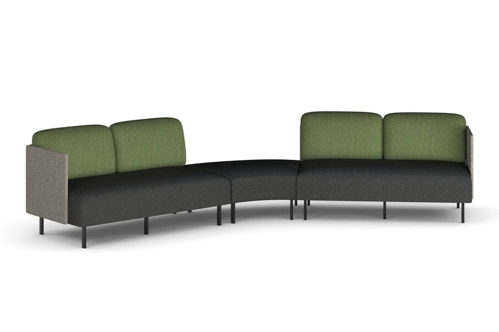 Sona Modular Sofa 5 Seater Angle Lounge - Low Back with Sides-moss green  