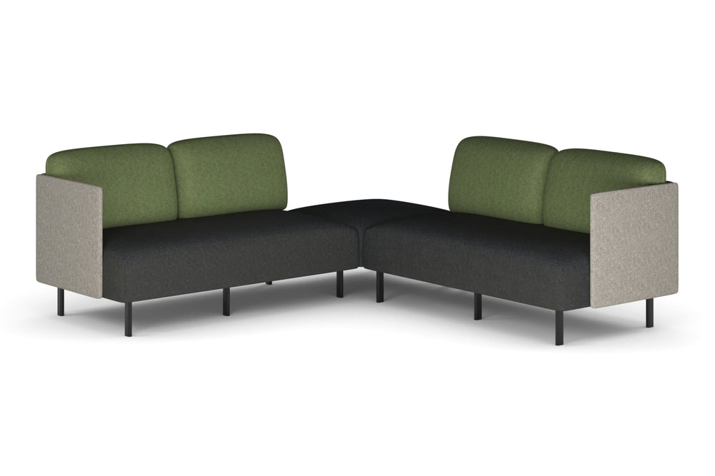Sona Modular Sofa 5 Seater Corner Lounge - Low Back with Sides-moss green  