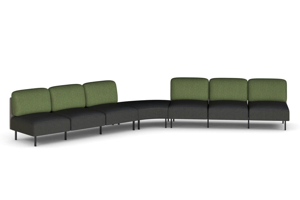 Sona Modular Sofa 7 Seater Angle Lounge - Low Back-moss green  