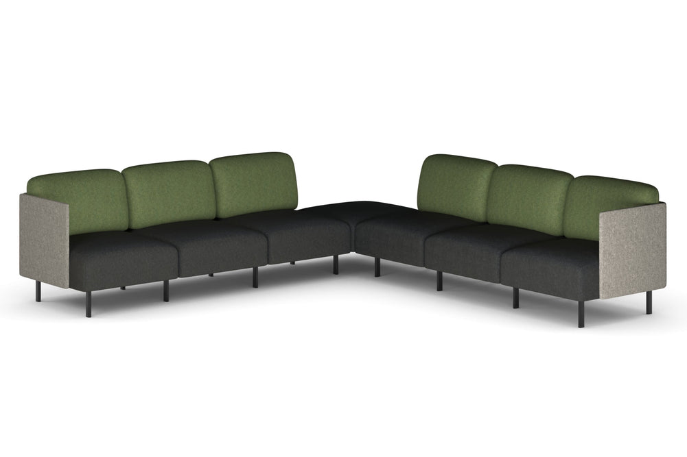 Sona Modular Sofa 7 Seater Corner Lounge - Low Back with Sides-moss green  