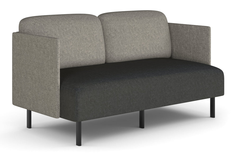 Sona Modular Sofa Double Seater Lounge - Low Back with Sides-ash grey  
