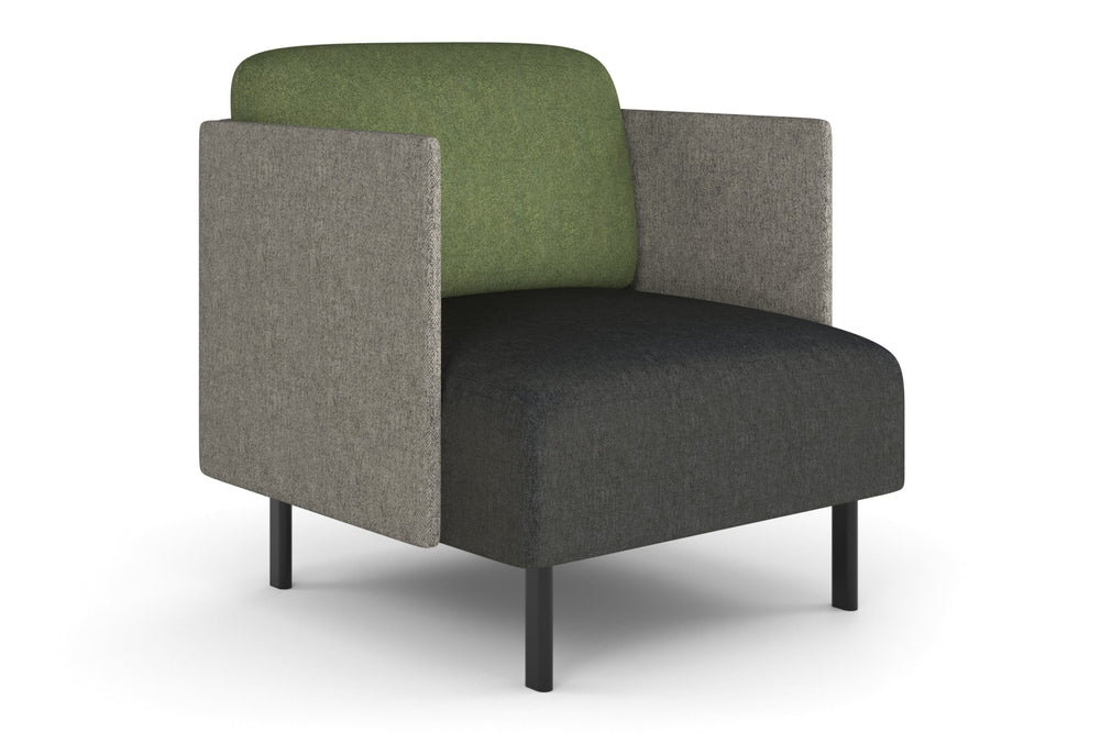 Sona Modular Sofa Single Seater Lounge - Low Back with Sides-moss green  