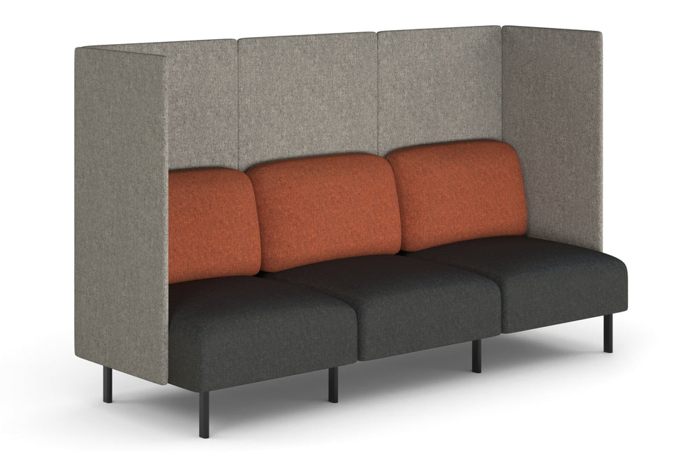 Sona Modular Privacy Sofa Triple Seater Lounge - High Back with Sides-clay red  