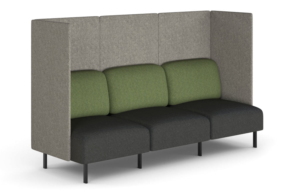 Sona Modular Privacy Sofa Triple Seater Lounge - High Back with Sides-moss green  