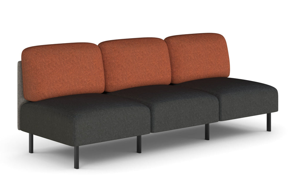 Sona Modular Sofa Triple Seater Lounge - Low Back-clay red  