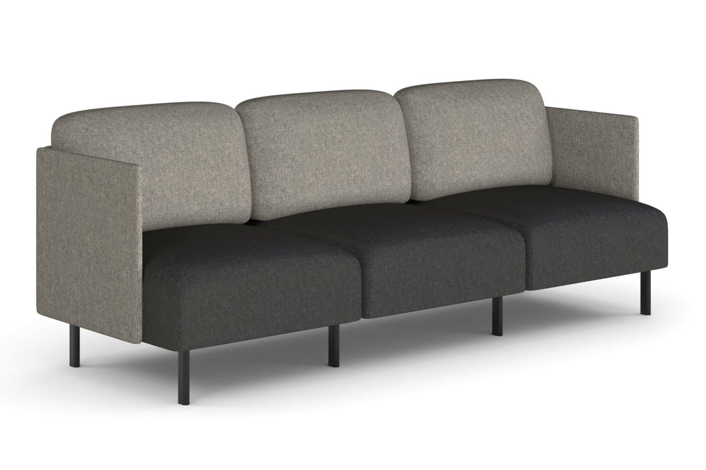 Sona Modular Sofa Triple Seater Lounge - Low Back with Sides-ash grey  