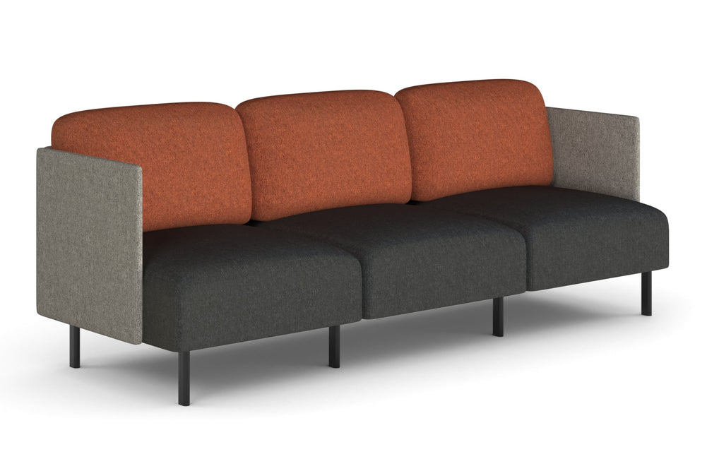 Sona Modular Sofa Triple Seater Lounge - Low Back with Sides-clay red  