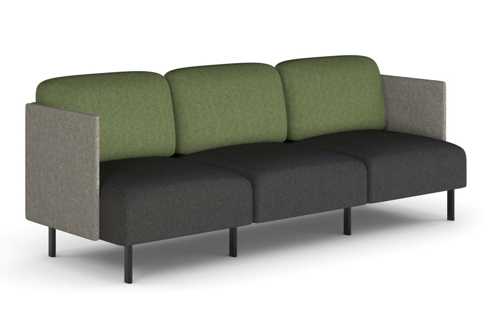 Sona Modular Sofa Triple Seater Lounge - Low Back with Sides-moss green  