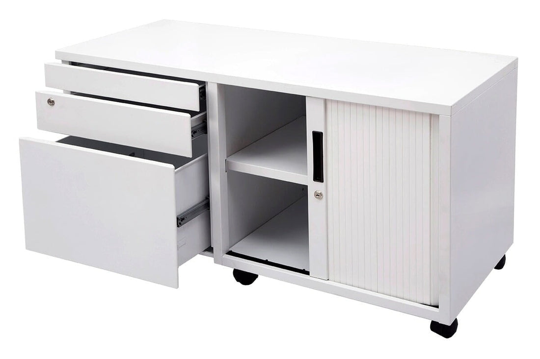 Sonic Mobile Caddy RHS with Tambour & Filing Drawers - white caddy ...
