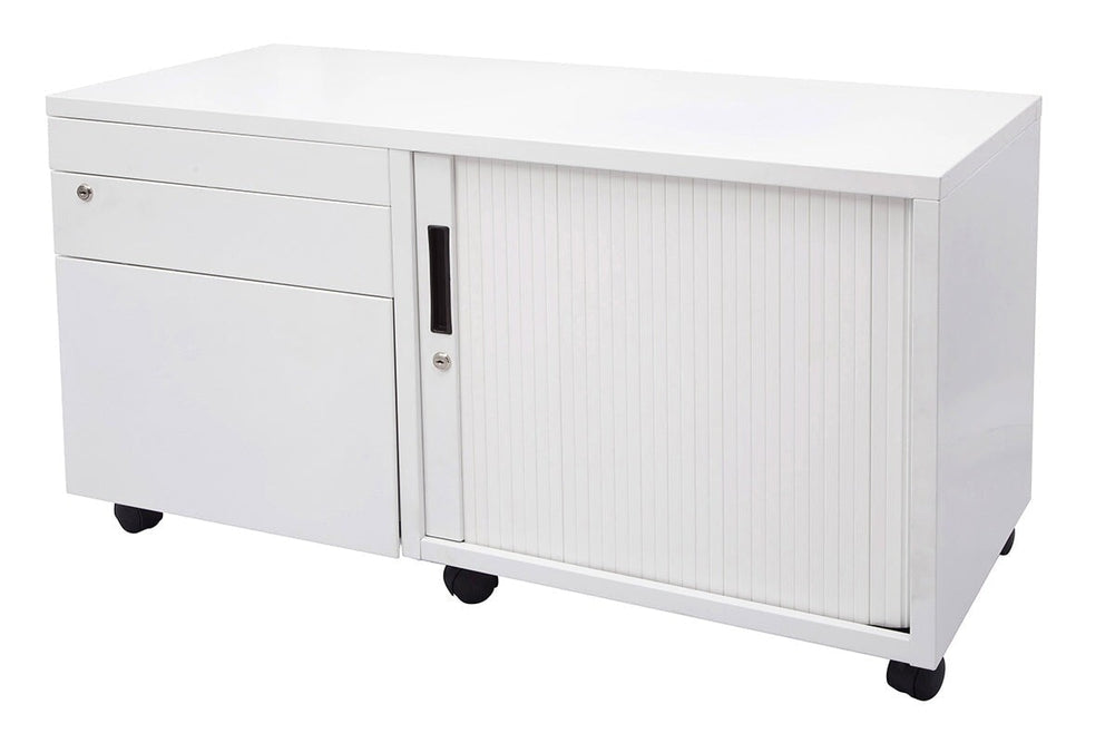 Sonic Mobile Caddy RHS with Tambour & Filing Drawers-white caddy  