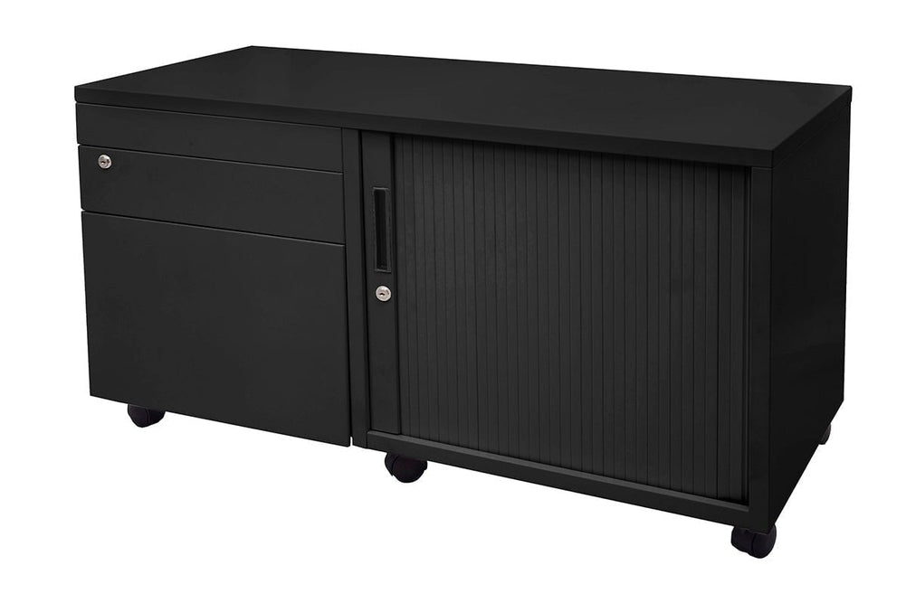 Sonic Mobile Caddy RHS with Tambour & Filing Drawers-black caddy  