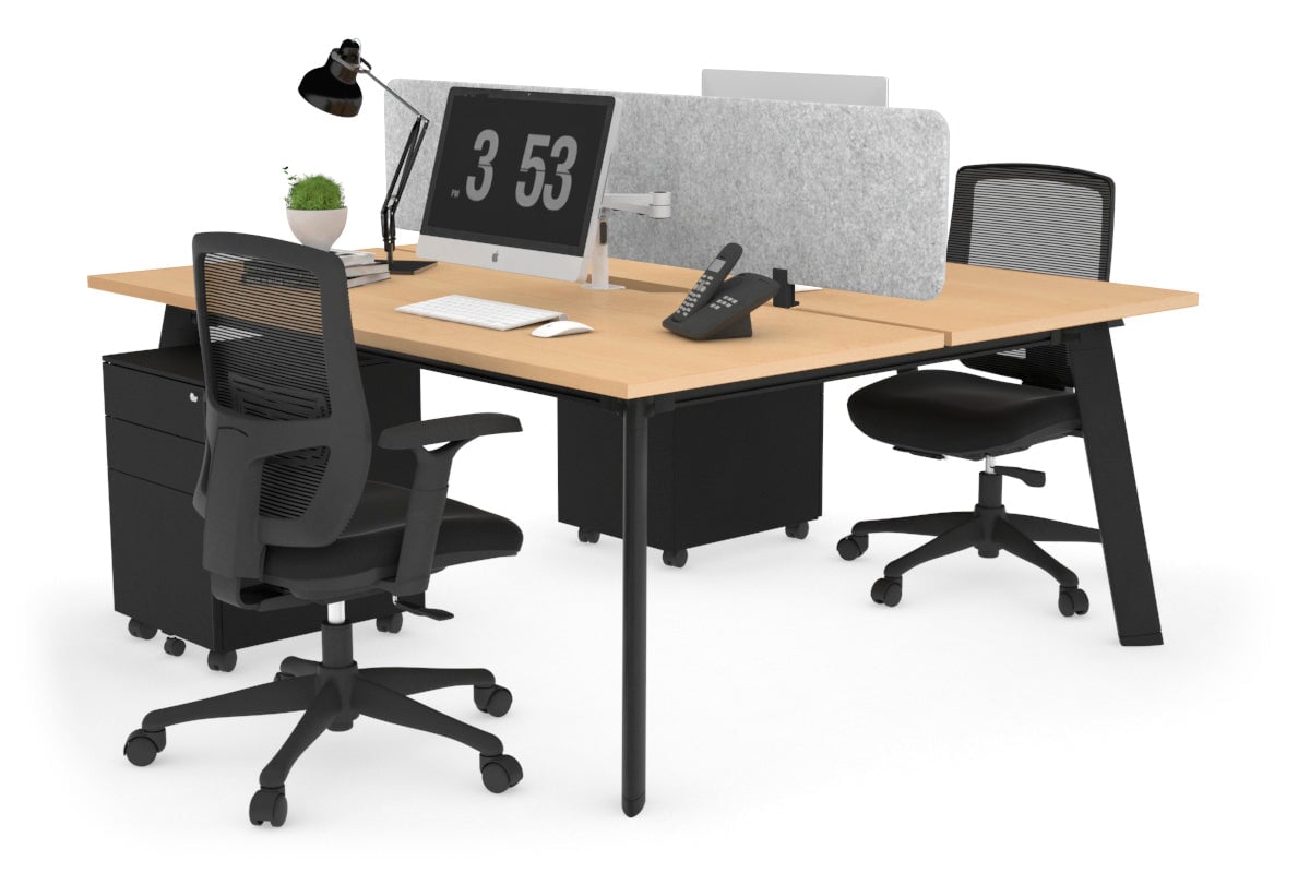 Switch - 2 Person Workstation Black Frame [1200L x 800W with Cable Scallop] Jasonl maple light grey echo panel (400H x 1200W) 