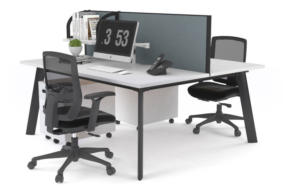 Switch - 2 Person Workstation Black Frame [1200L x 800W with Cable Scallop]-white cool grey (500H x 1200W) 