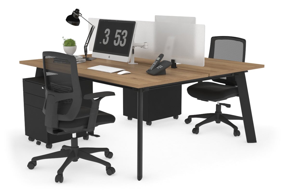 Switch - 2 Person Workstation Black Frame [1200L x 800W with Cable Scallop] Jasonl salvage oak white perspex (400H x 800W) 